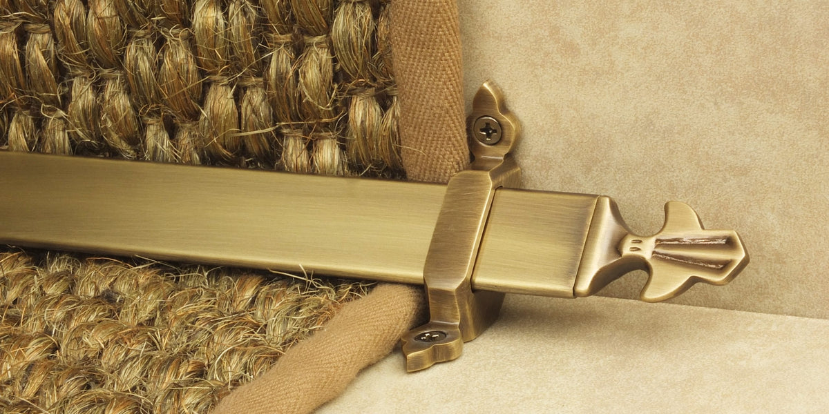 Louis Stair Rods with Fleur-de-Lys Finials - Antique Brass