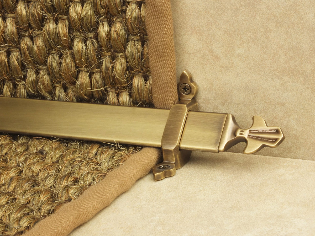 Louis Stair Rods with Fleur-de-Lys Finials - Antique Brass